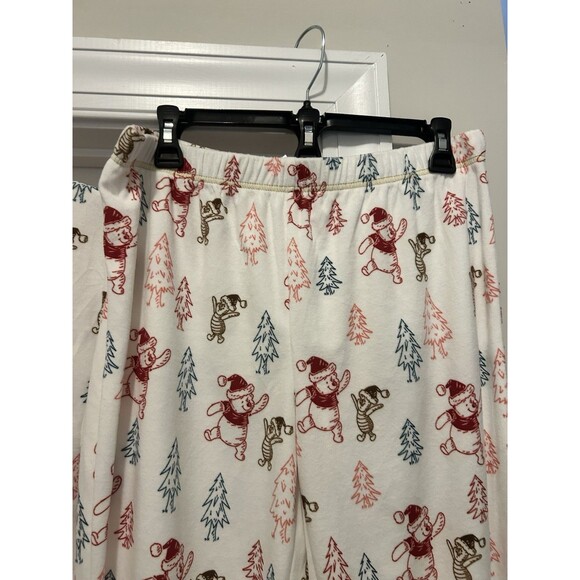 Disney Winnie The Pooh Holiday Christmas Pajama Set Top & Pants Medium Knit Cozy - Picture 4 of 8